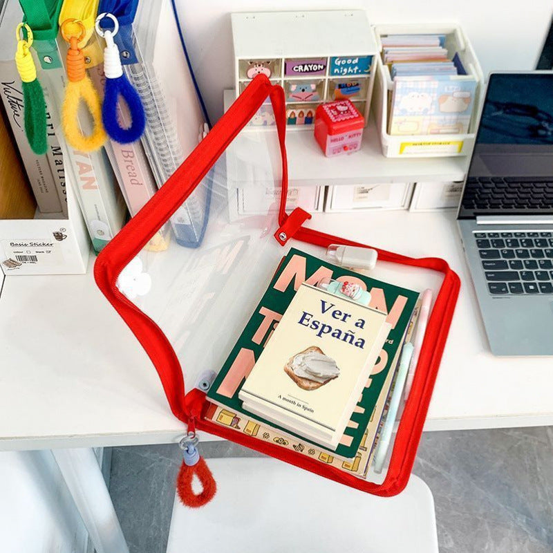 Ins Large Capacity A4 Zipper Transparent Storage Bag image 3