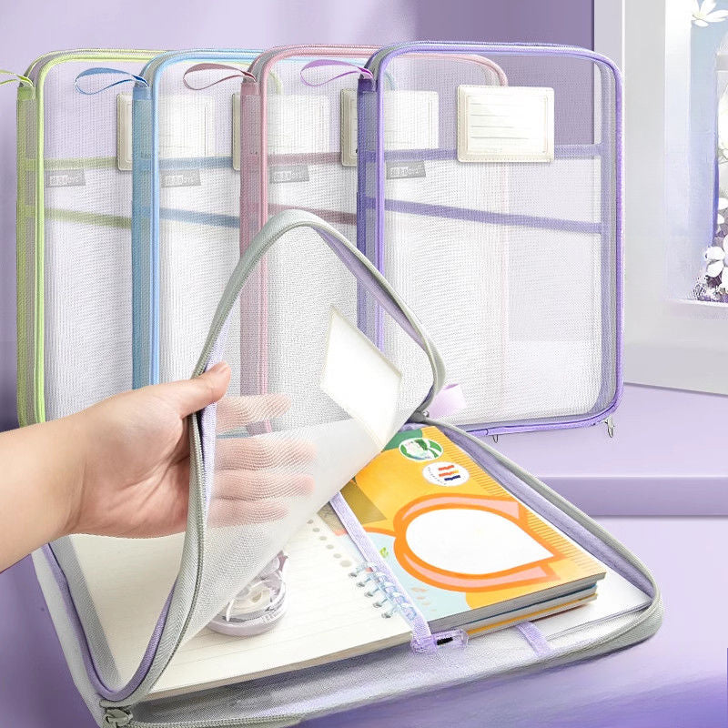 L-shaped Subject Classification Transparent Document Bag Zipper-type Large Open Tote Bag image 0