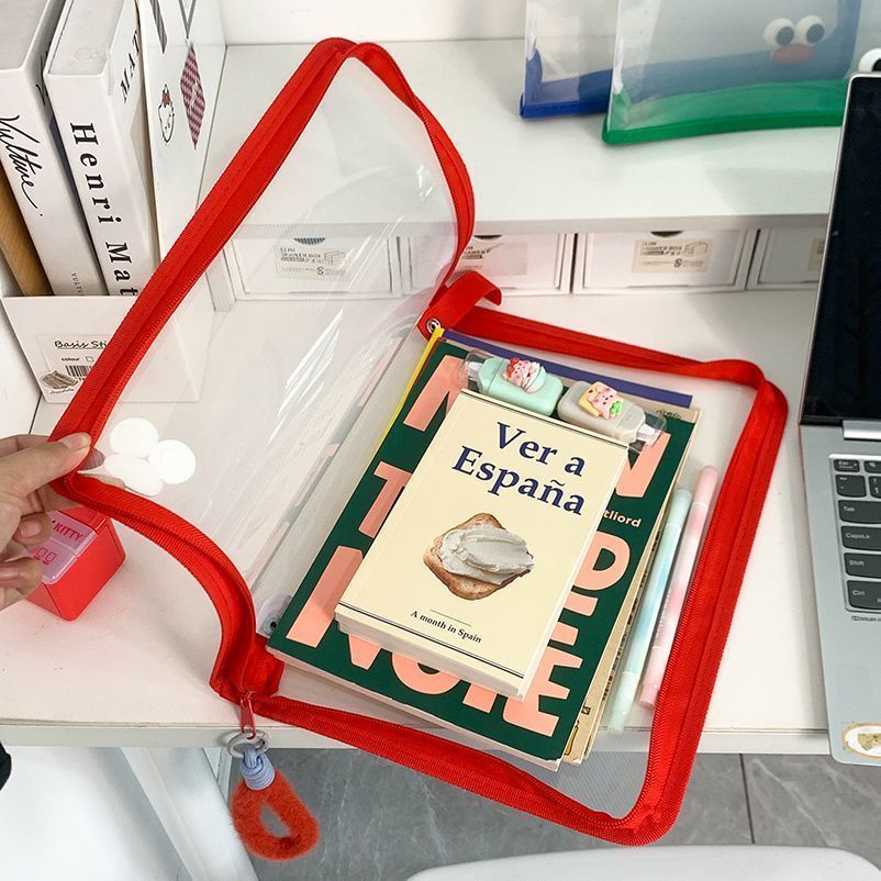 Ins Large Capacity A4 Zipper Transparent Storage Bag image 9