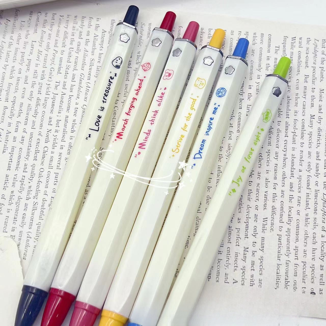 Press The Black Neutral Pen, Cartoon Animation Ins High-value Simple Brush Question Pen - [Pack of 6], ST0.5mm image