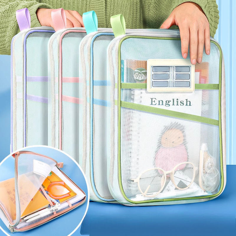 L-shaped Subject Classification Transparent Document Bag Zipper-type Large Open Tote Bag image 1